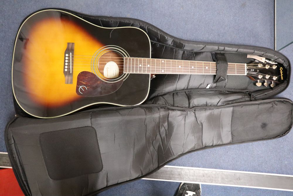 An Epiphone acoustic guitar, model DR-220SVS, in soft case